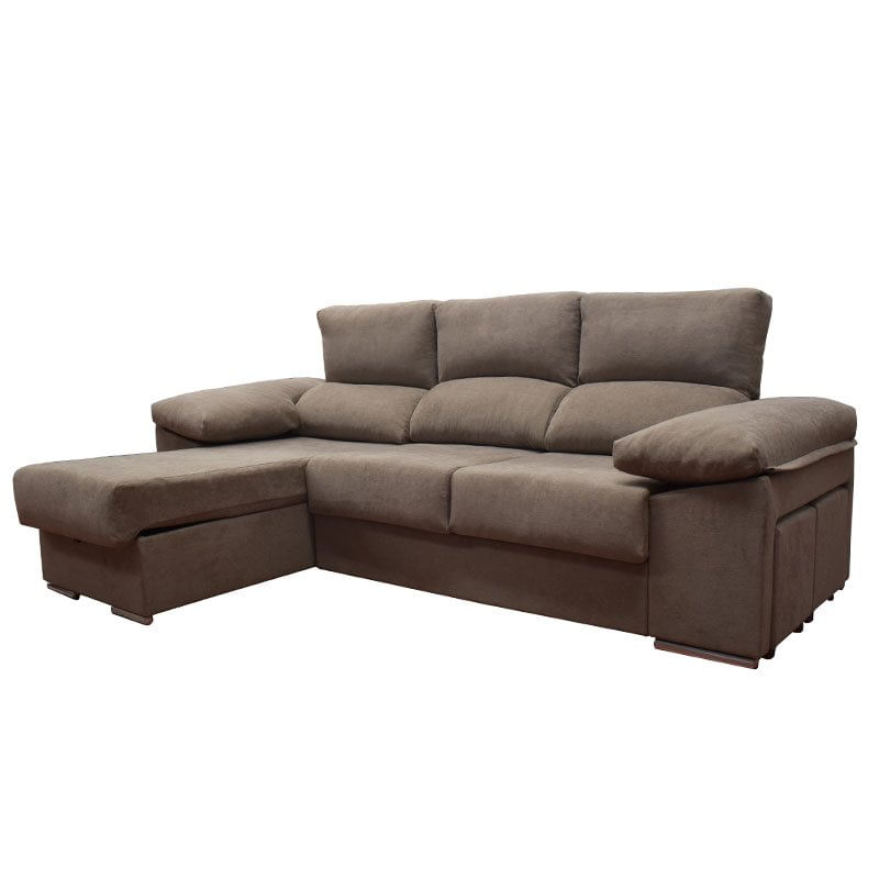 Sofá chaiselongue Ibiza reversible respaldos reclinables+asientos deslizantes café 95x260x167/93 cm