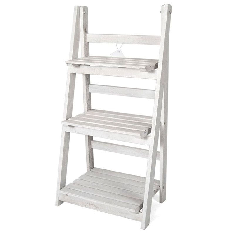 Estantería de madera 3 baldas blanco envejecido 80x41x25 cm