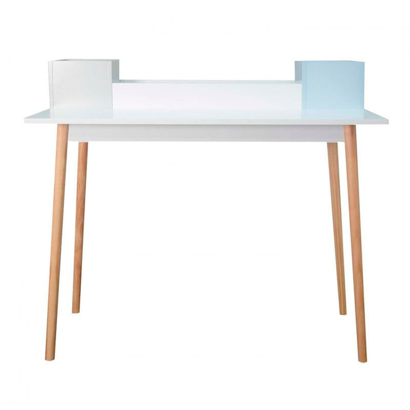 Escritorio White-sky Thinia Home con 3 organizadores blanco/azul/gris 90x100x50 cm