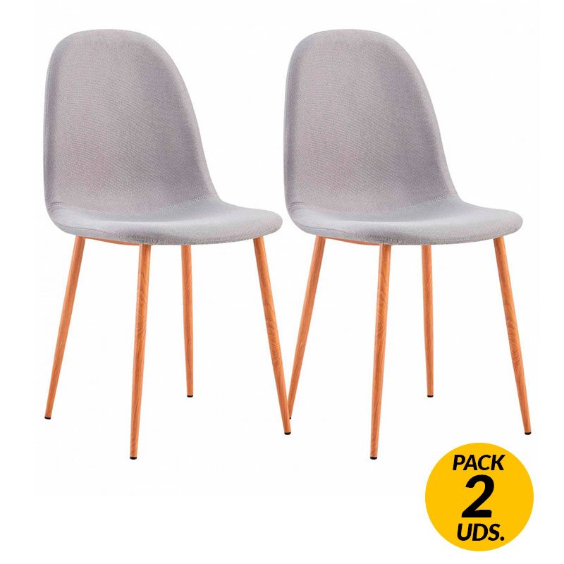 Pack de 2 sillas Nuova Thinia Home tapizado en lino gris/natural