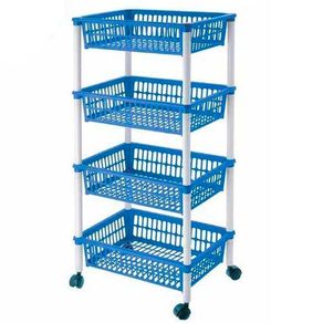 Carrito auxiliar Tontarelli 4 niveles con ruedas azul/blanco 85x40x29 cm