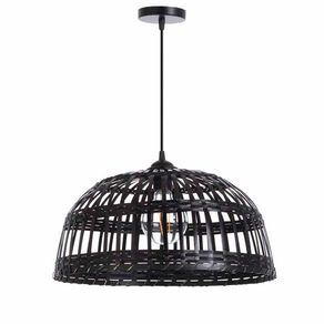 Lámpara de techo Thian 7hSevenOn Deco E27 bambú negro Ø45x21 cm