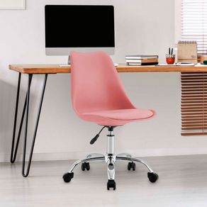 Silla de escritorio Eyre 7house con 5 ruedas+altura regulable salmón 77,5/97x47 cm