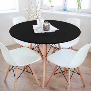 Mesa redonda de comedor Thinia Home negro/natural Ø80x74 cm