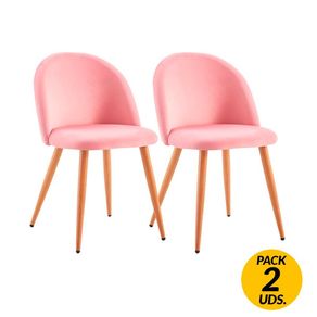 Pack de 2 sillas Fuchs Thinia Home tapizado terciopelo rosa/natural