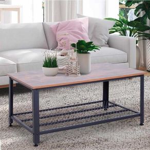 Mesa de centro Homcom con estante inferior negro/marrón 45x106x60 cm