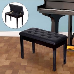 Banco de piano Homcom con almacenamiento símil piel negro 50x36x76 cm