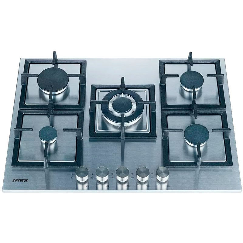 Placa de gas Infiniton 77MCIXG 5 fuegos encendido electrónico inox/negro 10x68x50 cm
