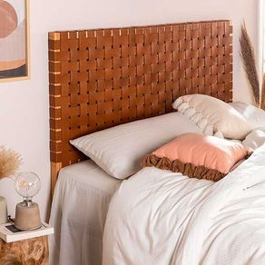 Cabecero de piel Zaid para cama de 150 cm caramelo 130x150x5,5 cm