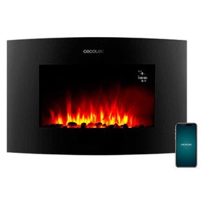 Chimenea eléctrica decorativa Ready Warm 3550 Curved Flames Connected Cecotec control vía App negro