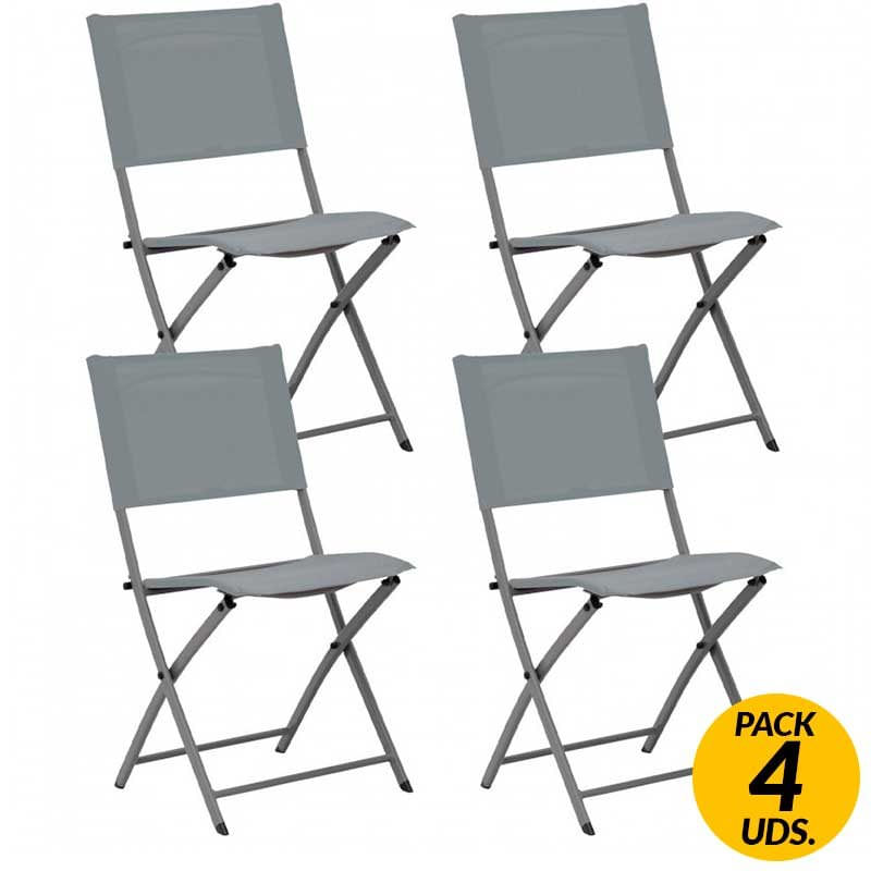Pack de 4 sillas de exterior Amaia 7house plegables gris claro