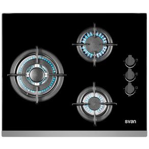 Placa de gas Svan SVEC3BF 3 fuegos negro 60 cm