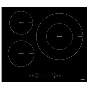 Placa de inducción Svan SVI632B1 7200W 3 zonas de cocción con booster negro 5,8x59x52 cm