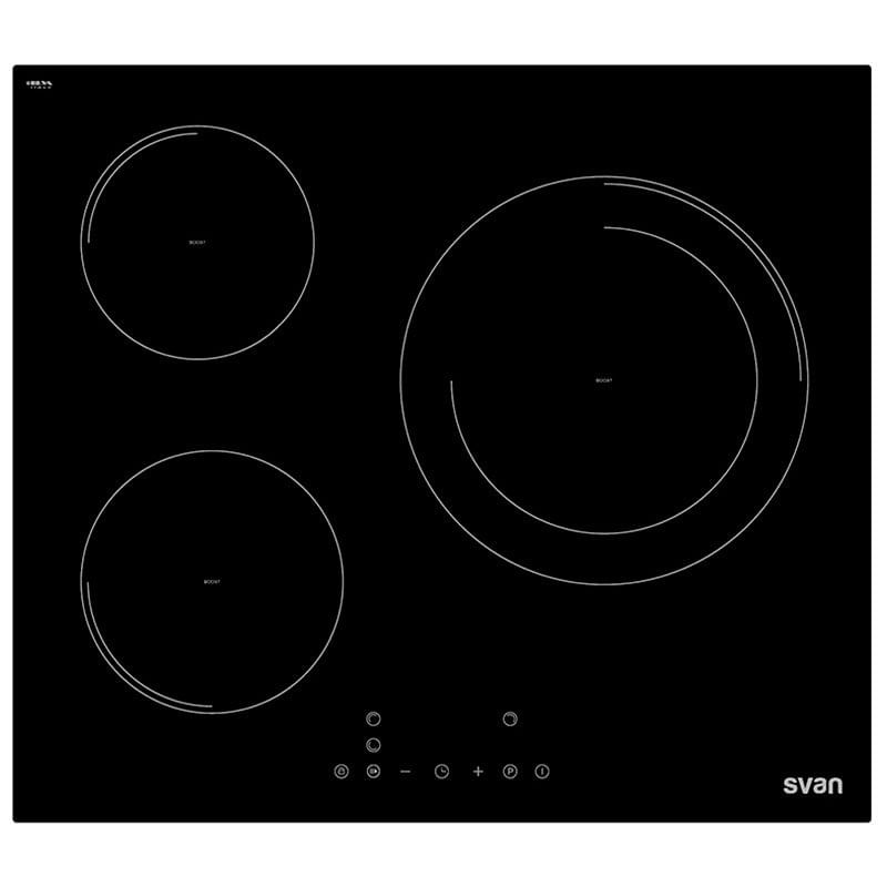 Placa de inducción Svan SVI6391B 6600W 3 zonas de cocción control táctil negro 6,2x59x52 cm