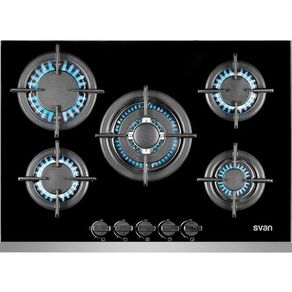 Encimera de gas Svan SVEC5BF 5 fuegos ignición automática inox/negro 10x70x51 cm