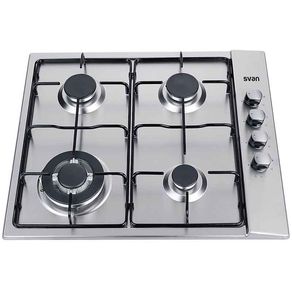 Encimera de gas SVE4BW3 Svan 4 fuegos parrilla esmaltada inox 9x58x50 cm