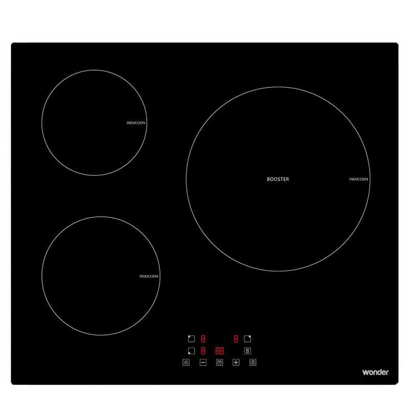 Placa de inducción Wonder WDI023 6200W 3 fuegos con temporizador negro 59 cm