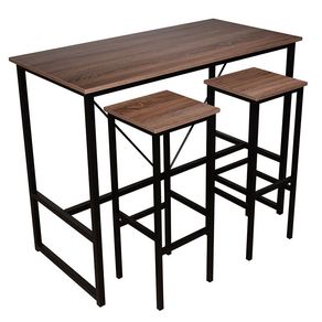Conjunto de comedor Style Basik Line mesa alta+2 taburetes roble oscuro/negro