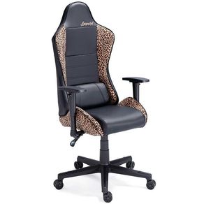 Silla Gaming Jordan altura ajustable/reclinable+cojín lumbar negro/leopardo 123-133x70x70 cm