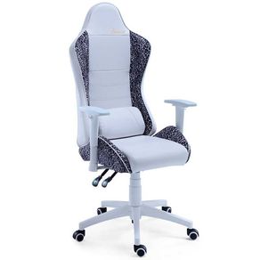 Silla Gaming Jordan altura ajustable/reclinable+cojín lumbar blanco/leopardo 123-133x70x70 cm