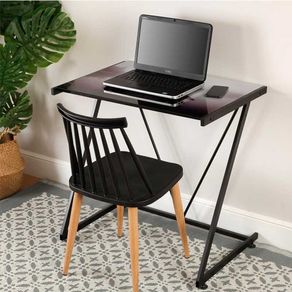 Escritorio Lago tablero de cristal estampado negro 76x76x51 cm