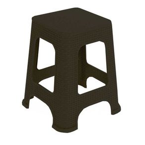 Taburete bajo de ratán sintético negro 45x37x37 cm