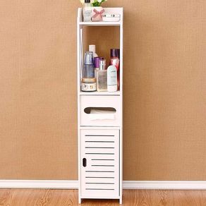 Armario de baño auxiliar 4 niveles blanco 80x20x18 cm