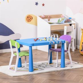 Conjunto infantil Homcom mesa+2 sillas azul/verde/morado