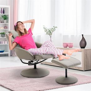 Sillón reclinable Homcom con reposapiés polipiel gris 98x67x78 cm