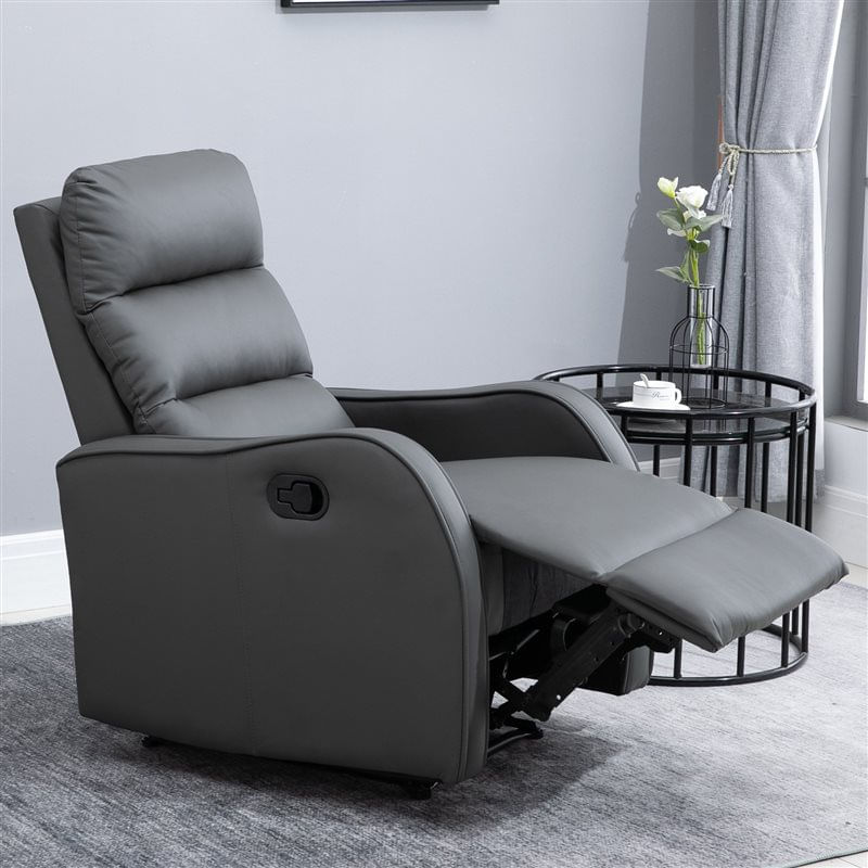 Sillón relax Homcom reclinación manual+reposapiés retráctil gris oscuro 100x65x89 cm