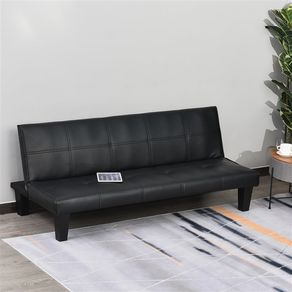 Sofá-cama Homcom 3 plazas polipiel negro 70x165x75,5 cm