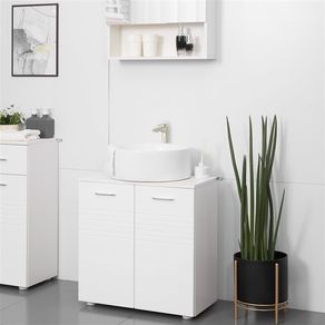 Mueble para lavabo Kleankin 2 puertas+balda interior blanco 62,5x60x30 cm