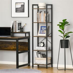 Estantería Homcom 5 estantes marrón 154x40x30 cm