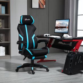 Silla Gaming Vinsetto con reposapies azul/negro 119-129x65x65 cm