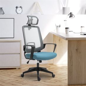 Silla de oficina Vinsetto con reposacabezas azul/gris 116,5-125,5x63,5x63 cm