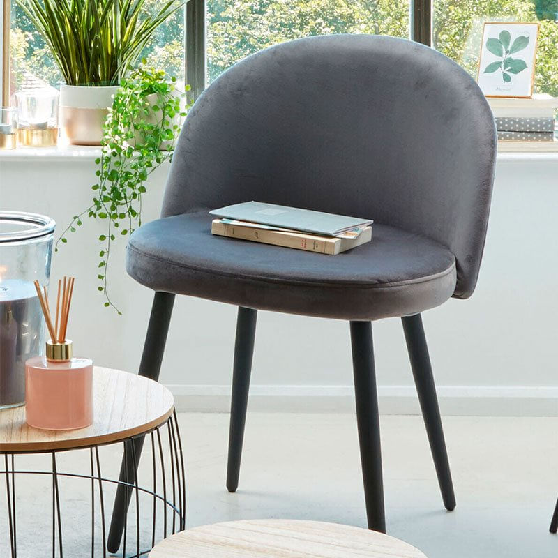 Silla Nael Atmosphera terciopelo gris/negro 75x53x55 cm