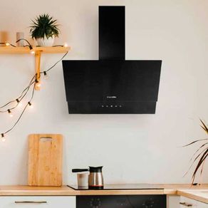 Campana decorativa inclinada Estela 4060B Universal Blue 150W 63dB 550m³/h cristal negro 60 cm