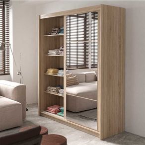 Armario Saturno 2 puertas correderas con espejo cambria 220x160,5x61,5 cm