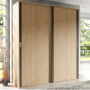 Armario Soto 2 puertas correderas roble/grafito 207x180x55,2 cm