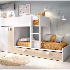 Cama Matt Tren 2 camas blanco/natural 150x275x102 cm