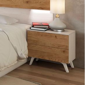 Mesita de noche Soto 2 cajones pino Andersen/roble 50x52x34,8 cm