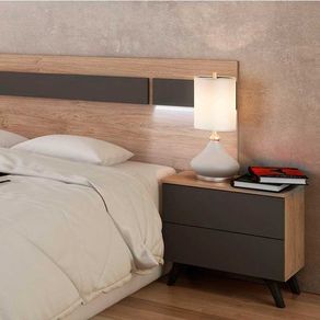 Mesita de noche Soto 2 cajones roble/grafito 50x52x34,8 cm