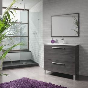 Mueble lavabo Urban 2 puertas+1 espejo gris ceniza