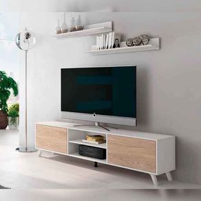 Composición de salón Soto mueble TV+2 estantes blanco/roble