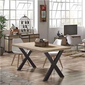 Mesa comedor fija X-Loft roble/negro 76x80x140 cm