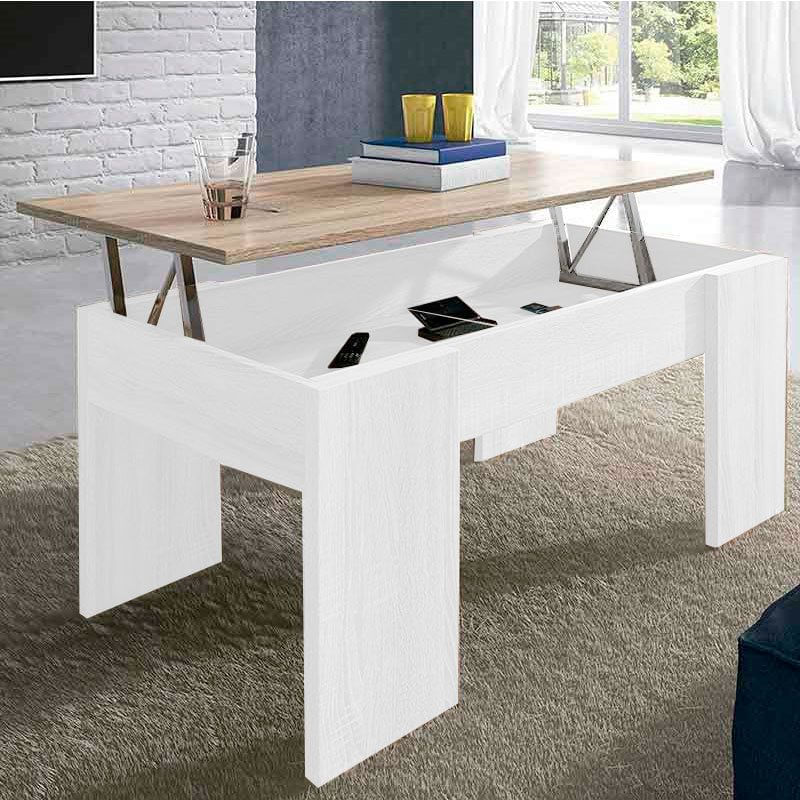 Mesa de centro elevable Gala blanco/cambria 45,5-58x90x50-70 cm