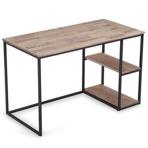 Mesa de estudio Jacob con 2 estantes nogal honey/negro 75x120x60 cm