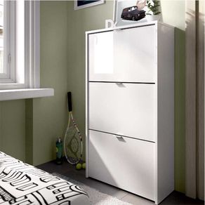 Zapatero Maelys 3 puertas 18 pares blanco brillo 113x61x25 cm