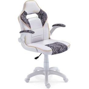 Silla Gaming Sport Leopard altura regulable/brazos escamoteables blanco/leopardo 98-108x65x65 cm