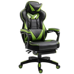 Silla gaming regulable con reposapiés negro/verde 118,5-126,5x70x65 cm